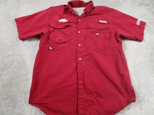 Arkansas Razorbacks Shirt Mens Small Red Columbia PFG Outdoor Button Up - Picture 1 of 8
