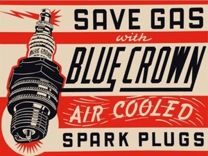 Blue Crown Spark Plugs 9" x 12" Metal Sign - Picture 1 of 1