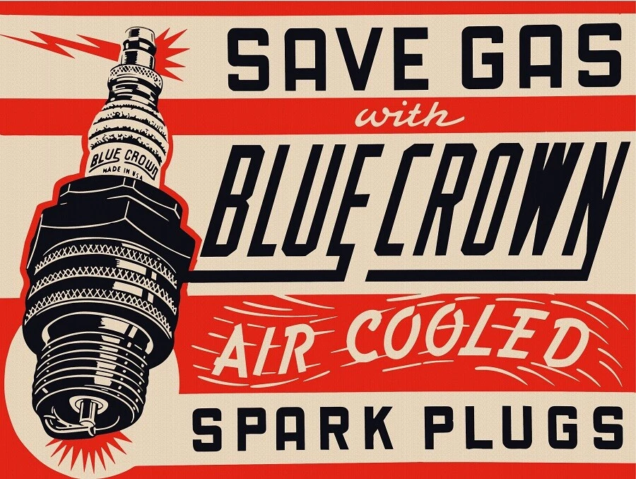Blue Crown Spark Plugs 9" x 12" Metal Sign - Image 1 of 1