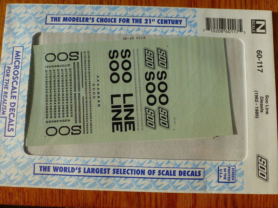 Microscale Decal N #60-117 Soo Line Diesels (1962-1989) Diesel - Red & White Sch - Image 1 of 1