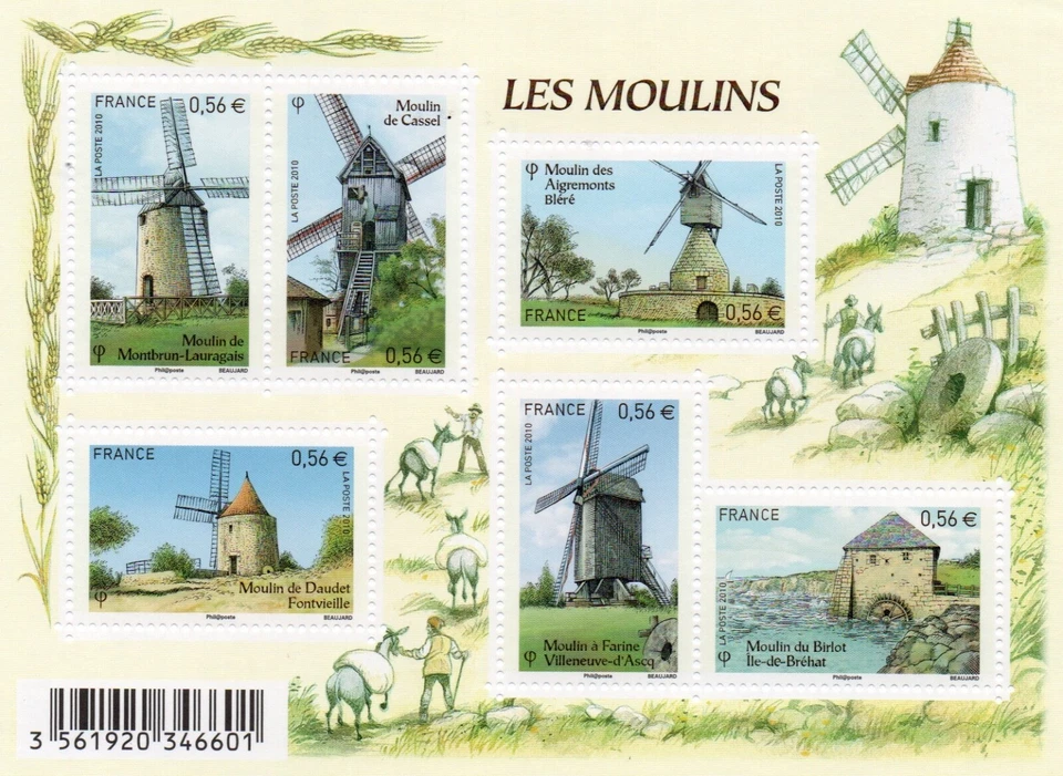 Timbre / Stamp Bloc Feuillet  Les Moulins ** MHN - Photo 1/1