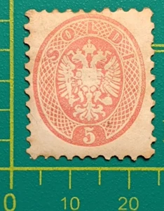 Austria Stamp 1863-65,Lombardy-Venetia Sc A8,5 soldi rose,Perf. 9 1/2,no Wmk,MLH - Picture 1 of 5