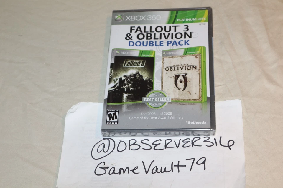 Fallout 3 & Oblivion Double Pack (Microsoft Xbox 360, 2012) NEW SEALED *READ* - Image 1 of 4