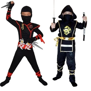 Disfraz de Ninja Negro De Lujo para Niños Niños Disfraz de Halloween Vestir Pequeño - Imagen 1 de 9