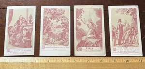 Late 19th Century Litho 4 Religious Cards, Moses  and , Commandments  3,4 5 - Picture 1 of 2
