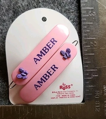 2 pasadores pinza de pelo Russ rosa vintage años 80 "AMBER" Foto 1 de 2