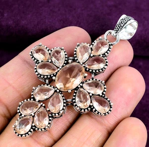 Fabelhafter Morganit Edelstein Handarbeit 925 Sterlingsilber Schmuck Anhänger 2,30" - Bild 1 von 10