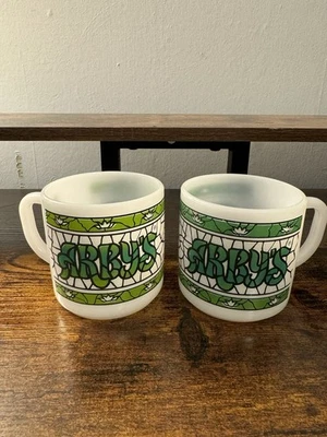 Vintage Arby’s Green Stained Glass Mugs - Set of 2 - Image 1 of 4