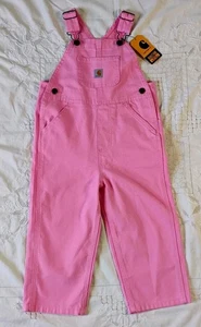 Neu Carhartt Kleinkind Mädchen rosa Canvas Overall Größe 2T Outdoor Arbeitskleidung neu mit Etikett - Bild 1 von 15