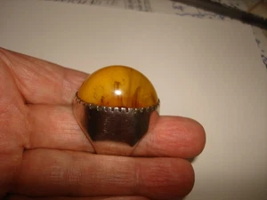 Schöner riesiger Rebeca Collins Butterscotch Farbstein Sterlingsilber Ringgröße 9,5 - Bild 1 von 10