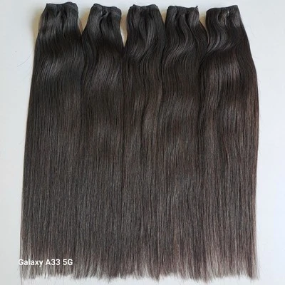 Paquetes de cabello humano liso 2 3 4 ofertas 100 % extensión de cabello indio natural negro Foto 1 de 3