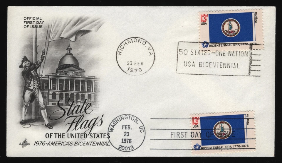 #1642 13c Virginia, Art Craft-Dual Cancel FDC **ANY 5=FREE SHIPPING** - Image 1 of 1