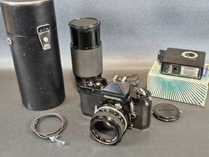 NIKKORMAT FT2 SLR Film Camera, 50mm F1:2, Vivitar 70-200mm F3:5, & Soligar Flash - Picture 1 of 16