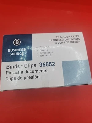 Clips de carpeta plegables Business Source, negros, grandes (paquete de 12) 36552 Foto 1 de 2