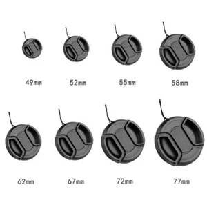 49-77mm For Canon Nikon Sony+String Center Pinch Snap On Front Lens Cap Cover - Picture 1 of 19