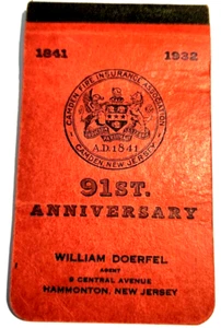 Almohadilla de escritura usada Camden Fire Insurance Association 1932 91 aniversario - Imagen 1 de 3