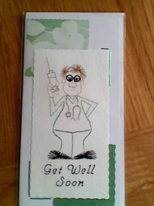 Handmade Stitched Get Well.  Male Nurse. ALL OCCASION CARDS AND KEEPSAKES. - Picture 1 of 4