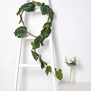 6 ft Light Green Artificial Monstera LEAVES Faux Vine Greenery Garland Events - Picture 1 of 9