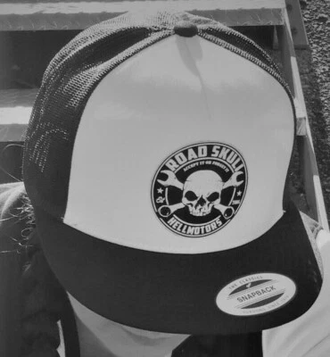 HELLMOTORS Road Skull Flexfit Trucker Snapback Cap Oldschool Hotrod Kappe Rockabilly Rocker