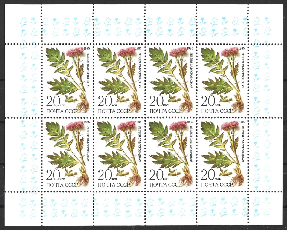 USSR (Russia) 1985. Medicinal Plants. Flowers. M/S of 8. Sc# 5382, MNH  - Image 1 of 1