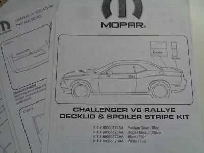 KIT DE RAYAS ALERÓN TAPA CUBIERTA CHALLENGE V6 RALLYE ORIGINAL MOPAR 68065179AA 2010-12 Foto 1 de 4