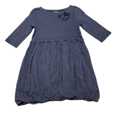 Navy Blue Dress White Polka Dots Kid Girls Size 8 Osh Kosh B'Gosh 3/4 Sleeve - Image 1 of 4
