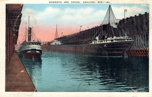Mammoth Ore Docks Ashland Wisconsin No 40 Ship Postcard - Picture 1 of 2