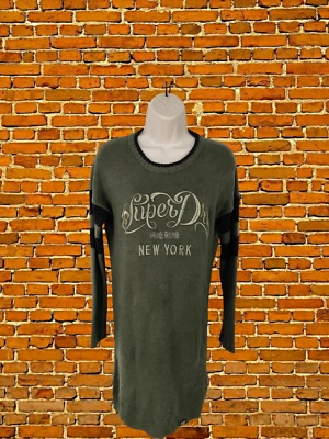 VESTIDO TÚNICA SUPERDRY UK 8 CAQUI MANGA LARGA TEJIDO NUEVA YORK INFORMAL JUMPER Foto 1 de 4