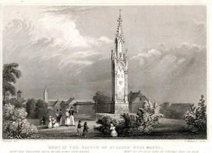 1840 Original Antique Steel Engraving MONUMENT ST JACOB CASTLE Basel Switzerland - Picture 1 of 3