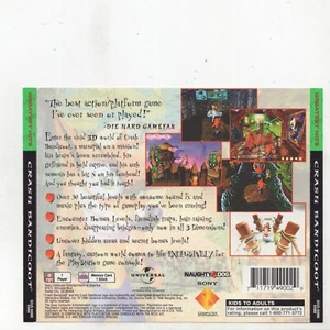Crash Bandicoot GH PS1 ARTWORK ONLY NTSC-U/C Authentic NO TRACKING - Picture 1 of 1