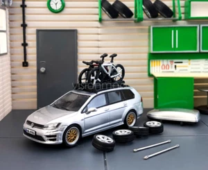 Zoom 1:64 Silver For VW Golf 7R VII Wagon Roof Bike Model Diecast Metal Car - Picture 1 of 9
