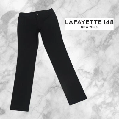 Pantalones de mezclilla para mujer Lafayette 148 New York ajustados rectos elásticos negros 6 (32x34 reales) Foto 1 de 4