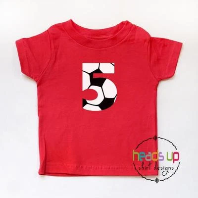5th Birthday Shirt Boy or Girl Soccer Kids Five Bday tshirt Sports 5 Tee Trendy - Image 1 of 2