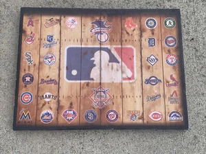 Vintage MAJOR LEAGUE BASEBALL Wall Art Canvas AMERICAN NATIONAL LEAGUE ❤️sj10m6 - Picture 1 of 12