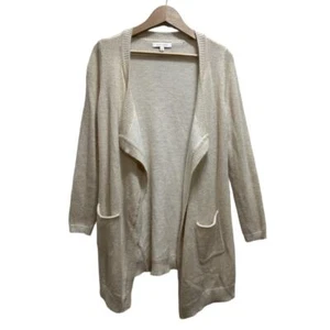 ELLEN TRACY Open Cardigan L Angora Rabbit Hair Blend Cream Gold Shimmer Duster - Picture 1 of 7