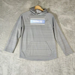 Hurley Sweatshirt Boys Large 14/ 16 Gray Grey Hooded Pullover Spell Out Logo - Picture 1 of 6