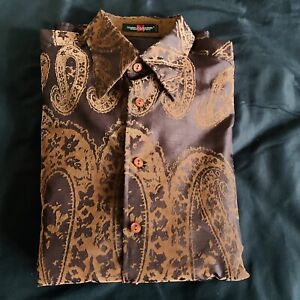 Yashi Yamamuri Men Terzo Millennio Abstract Dress Shirt Italian Sz L/G Paisley