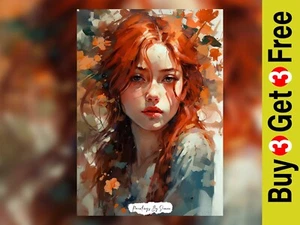 Scarlet Muse - Portrait of A Red Haired Woman Oil Painting Print Matte 16"x12" - Picture 1 of 6