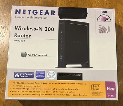 Netgear WNR2000v5 N300 4 Ports Wireless WiFi Router w/ Adapter WNR2000-100NAS - Image 1 of 4