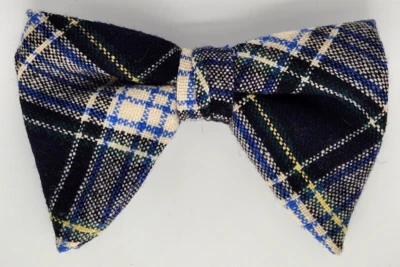 Clip de pajarita de mariposa jumbo vintage en clip real resistente al óxido lana a cuadros azul Foto 1 de 2