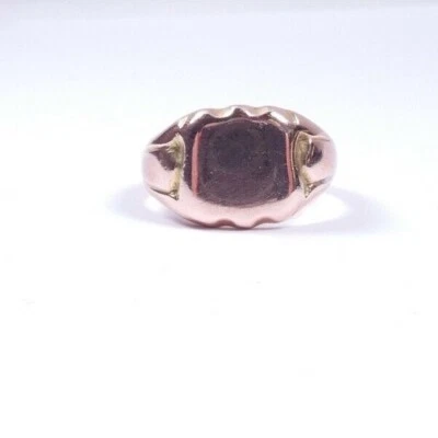 Rose gold signet ring 9ct Size Q Birmingham 1915 6.9grams - Image 1 of 4