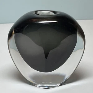 Orrefors Nils Landberg Dusk Series Smoke Grey Sommerso Art Glass Vase ~ Signed - Picture 1 of 8