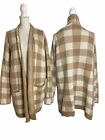Madewell XL Wool Blend Plaid Sweater Jacket AC800 Cardigan Tunic Pockets Brown