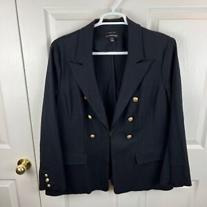 Women's Lane Bryant The Bryant Blazer Double Breasted Black Gold Buttons Size 22