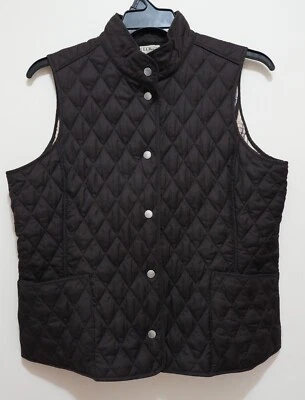 Colete feminino LL Bean acolchoado botão de pressão xadrez forrado marrom tamanho XL - Imagem 1 de 4