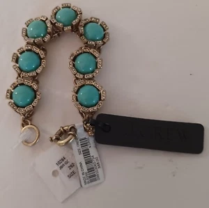 J.Crew Gold Tone And Faux Turquoise And Crystals Bracelet NWTS - Picture 1 of 6