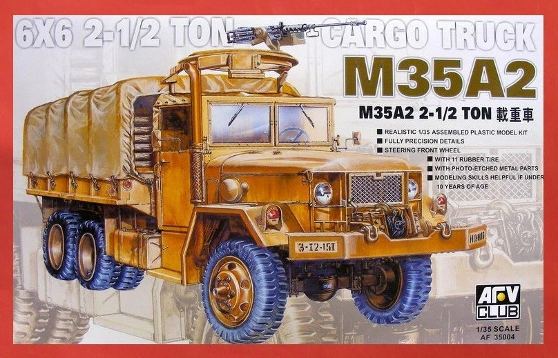 AFV Club 1/35 Scale Kit 35004 6x6 2 1/2 Ton Cargo Truck M35a2
