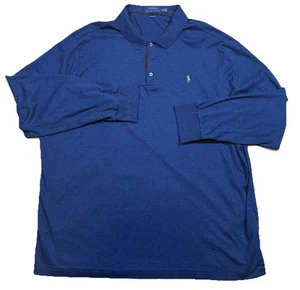 Polo Ralph Lauren Polo Shirt Long Sleeve Mens 2XL Flesh Pony Pullover Blue Golf - Picture 1 of 8
