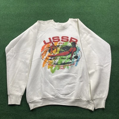 Sudadera De Colección URSS Para Hombres XL Blanca 90S Lana Champion Tour Suéter EE. UU. 1990 Foto 1 de 4