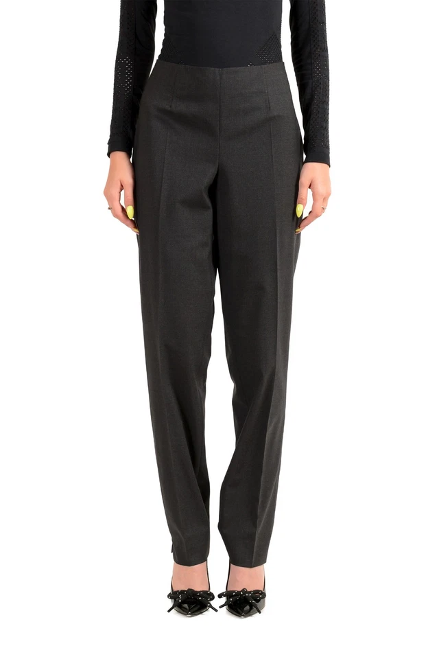 Incotex Women's "Nadine" Dark Gray Wool Flat Front Pants US XL IT 46 - Image 1 of 4
